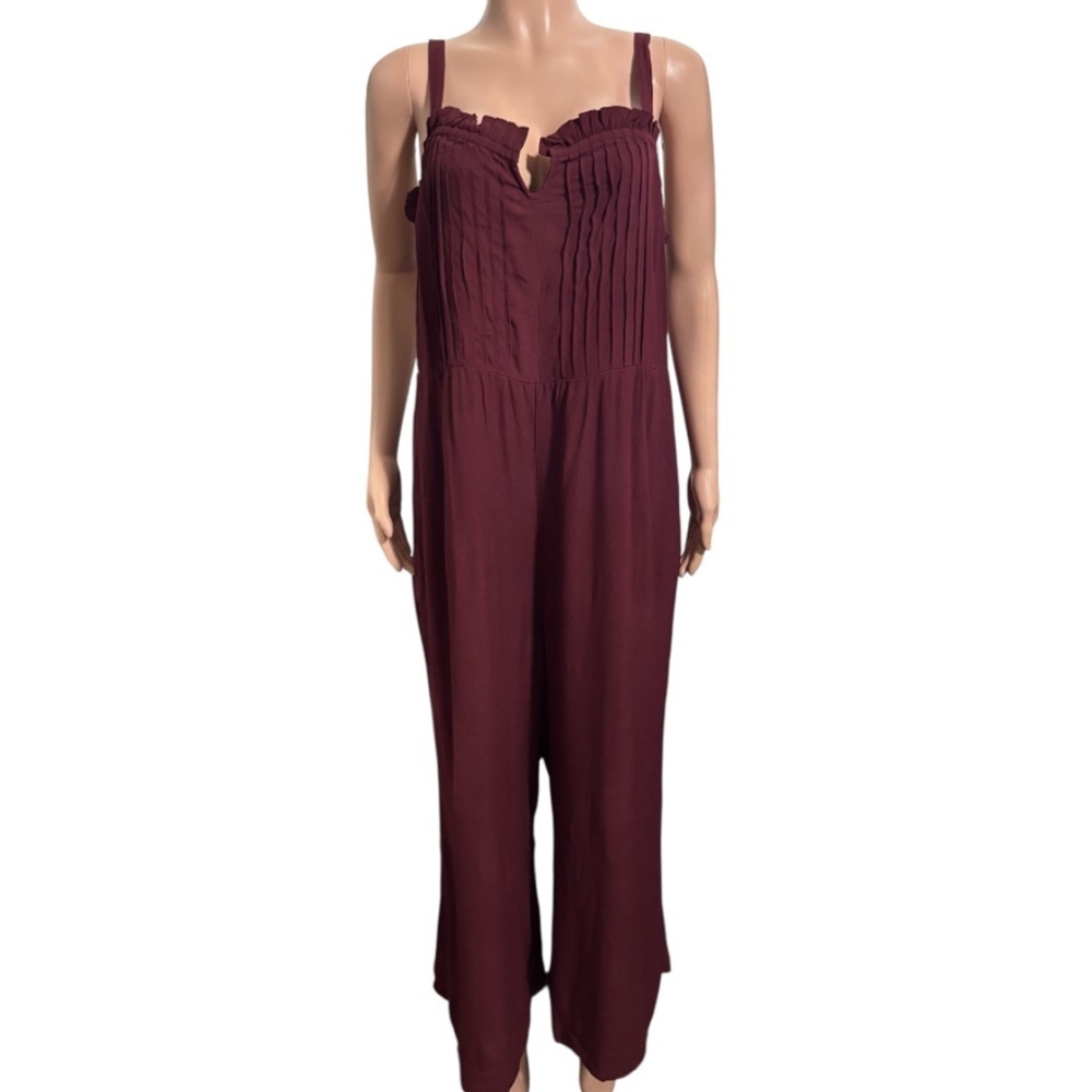 MADEWELL Women’s Wine Red Pintuck Cami Jumpsuit - Picture 3 of 16